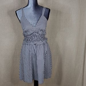 ♧ Speechless Gingham Plaid Smocked Mini Sundress Black and White Size 7